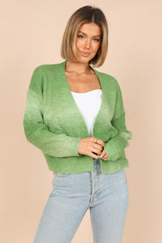 OUTERWEAR @Kelsey Cardigan Knit Sweater - Green
