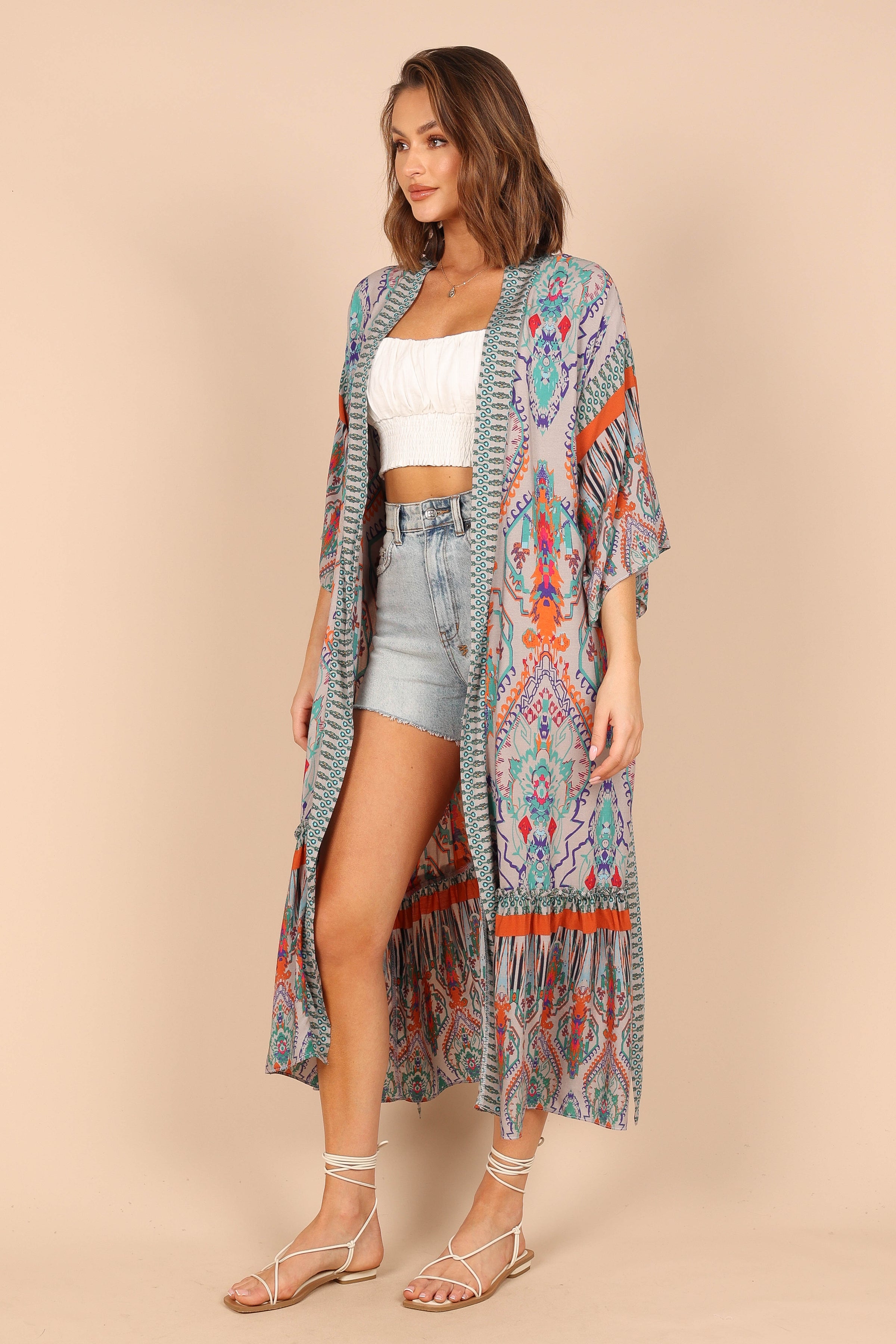 OUTERWEAR @Leah Wrap Kimono - Multi Print