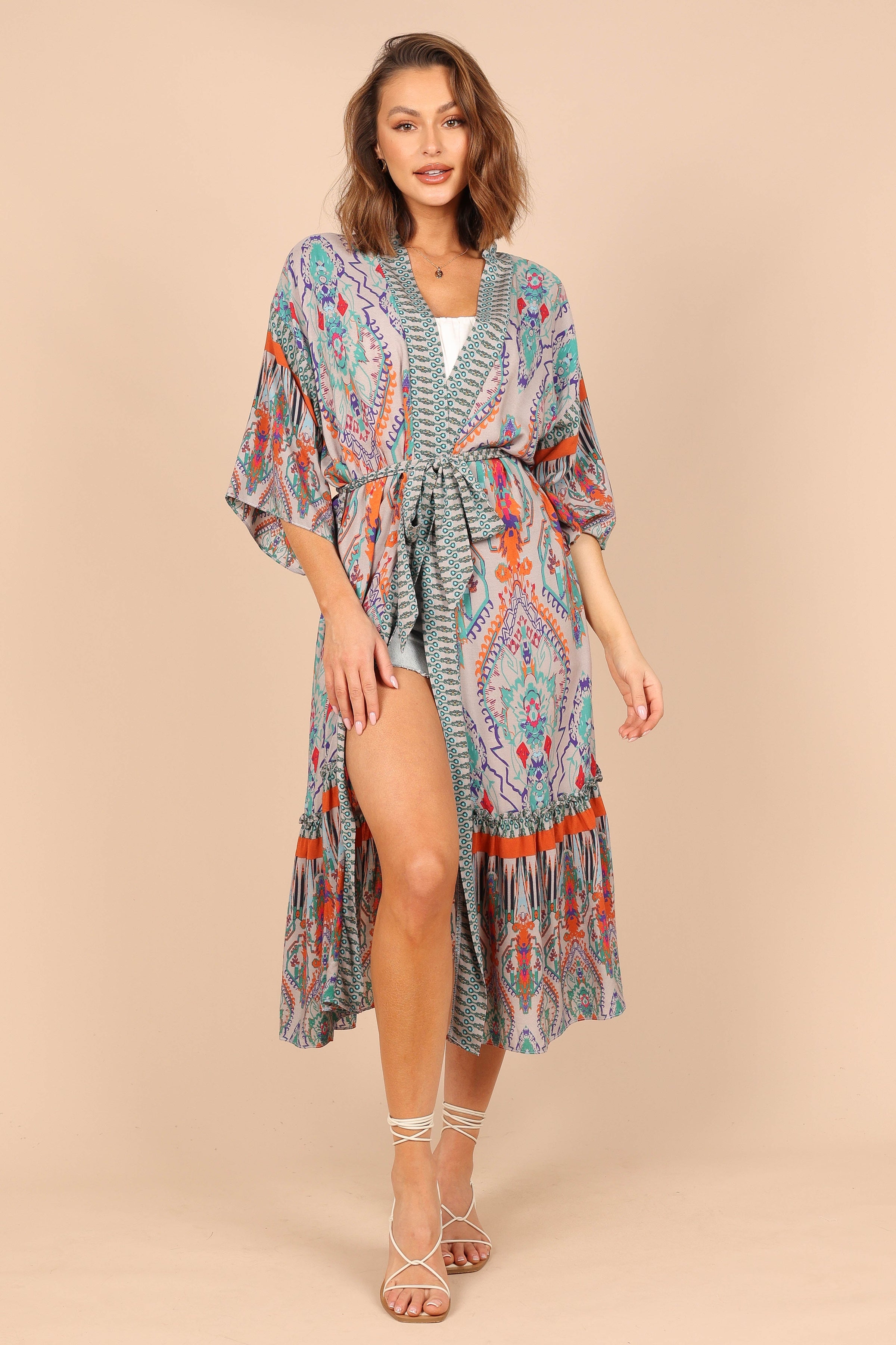 OUTERWEAR @Leah Wrap Kimono - Multi Print