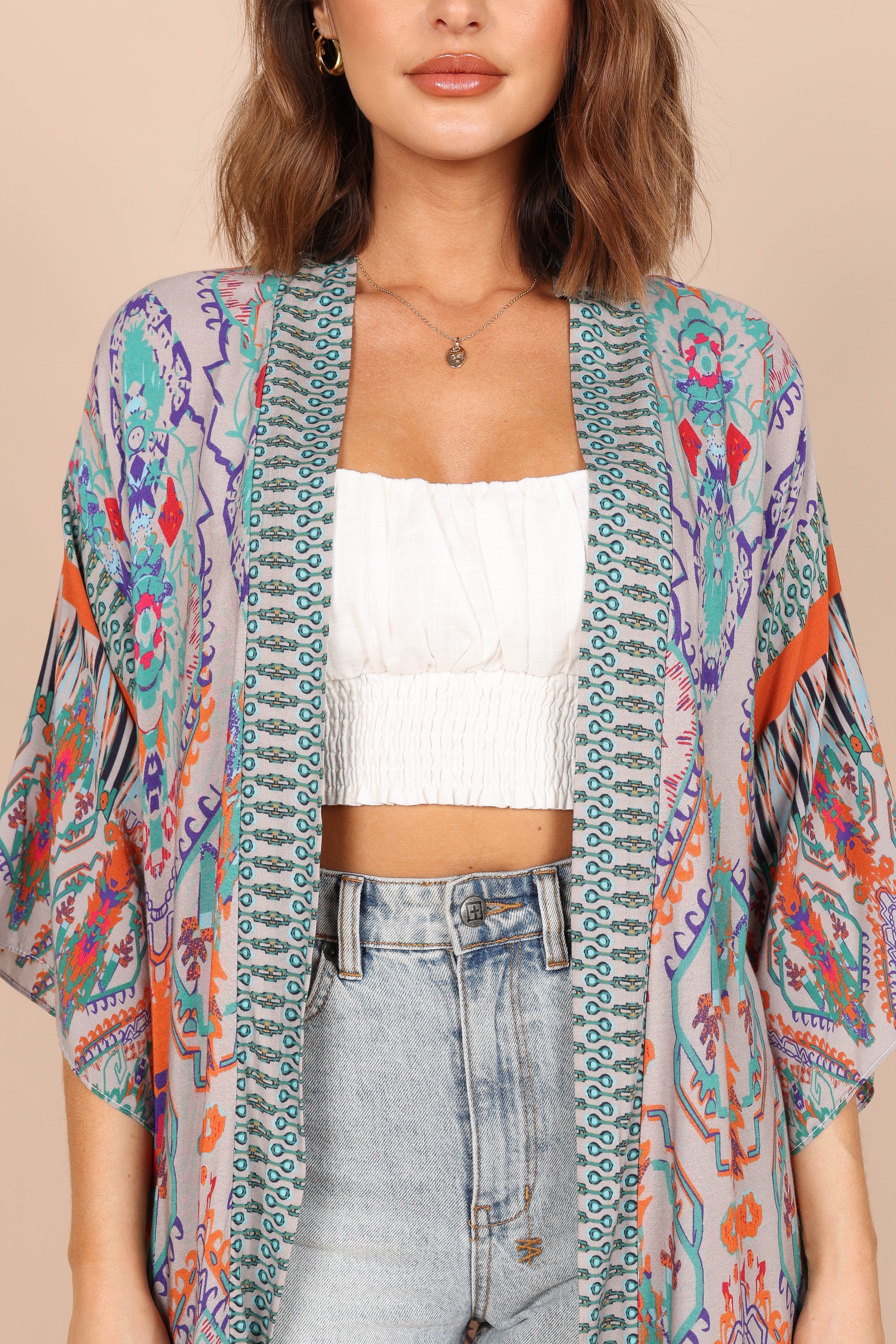 OUTERWEAR @Leah Wrap Kimono - Multi Print