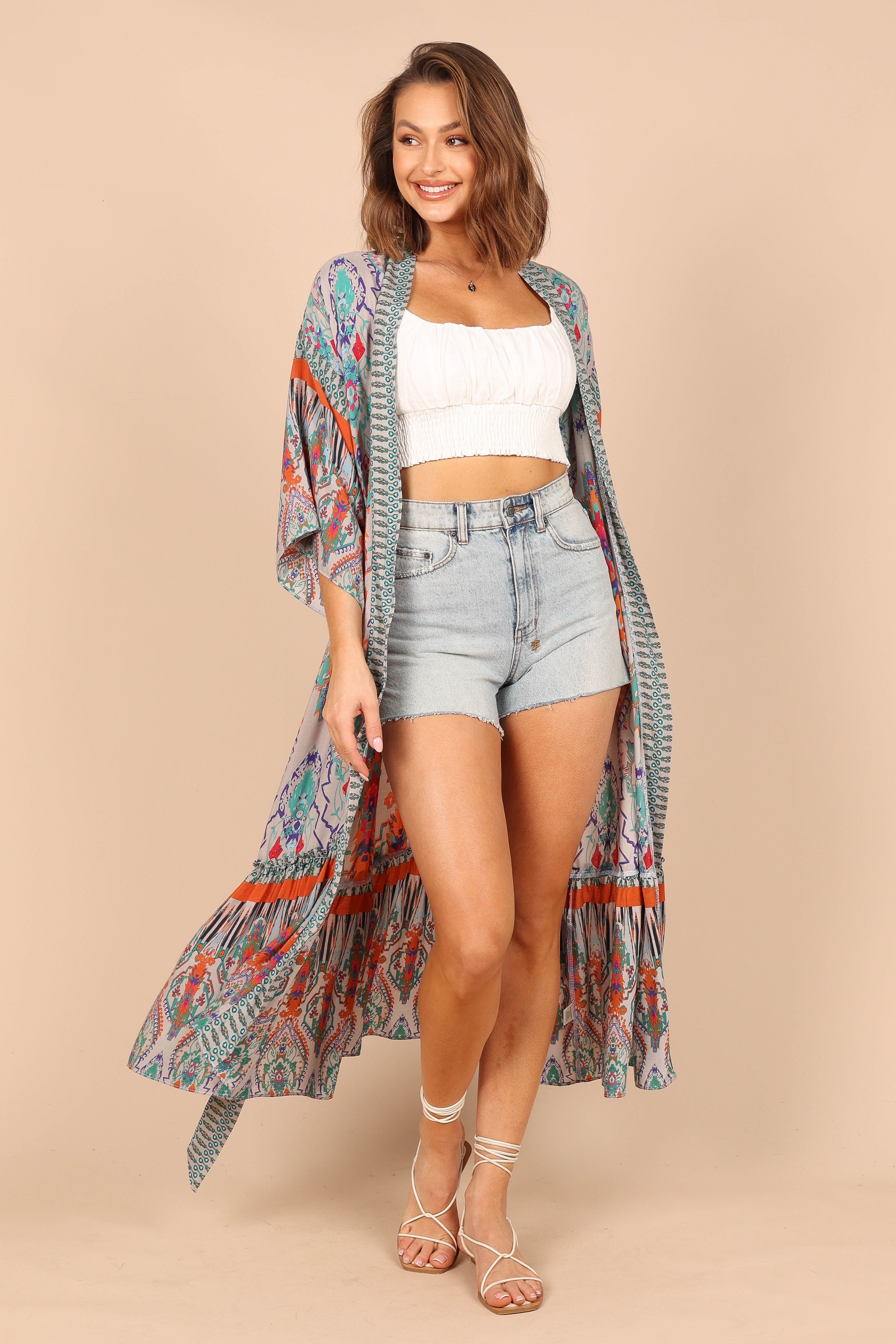 OUTERWEAR @Leah Wrap Kimono - Multi Print