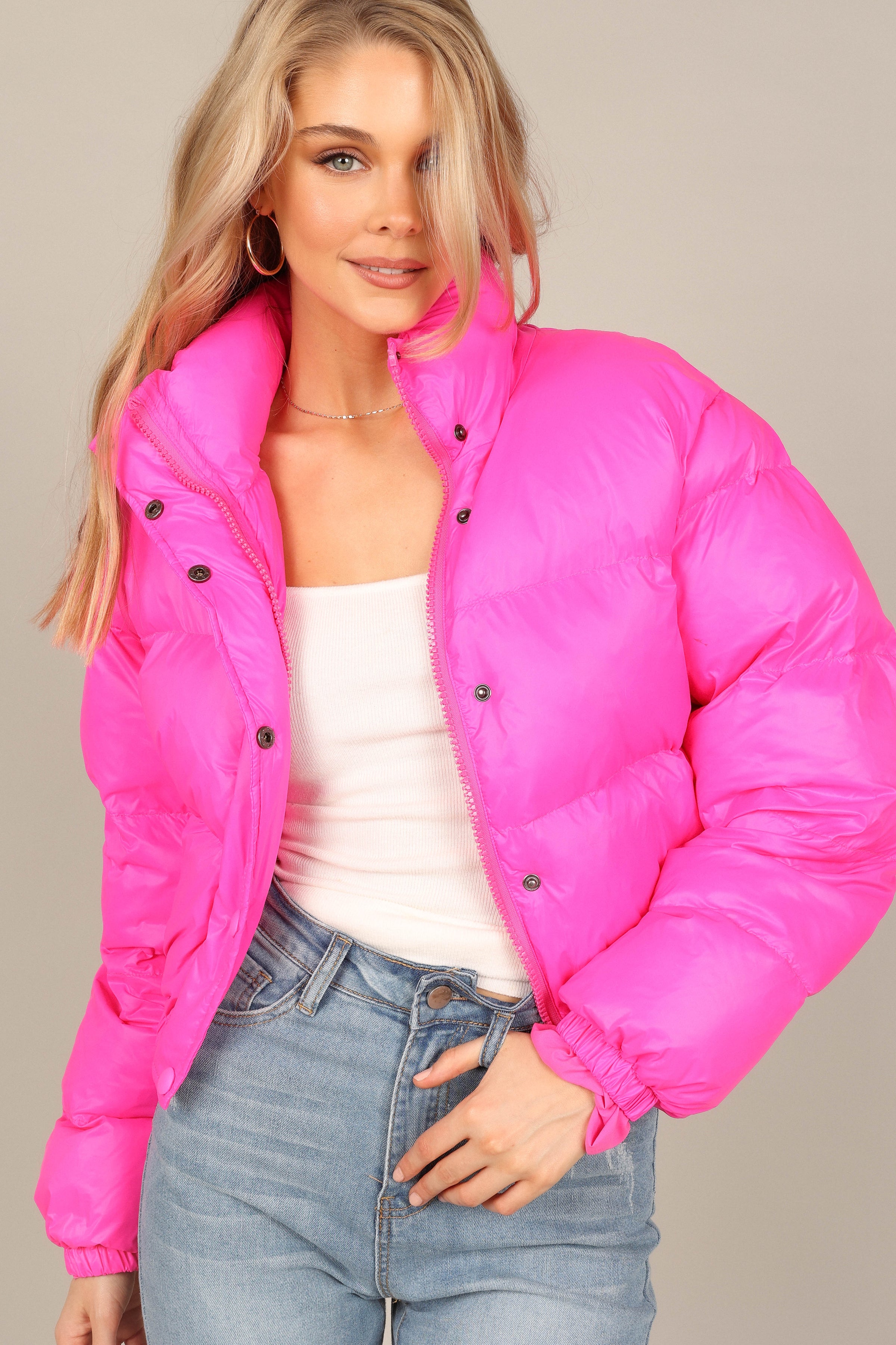 Outerwear @Lizzy Puffer Jacket - Hot Pink