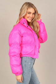 Outerwear @Lizzy Puffer Jacket - Hot Pink