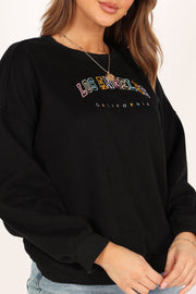 D.Franklin Embroidery Logo Cropped Crew Neck Sweatshirt