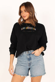 OUTERWEAR @Los Angeles Multi Color Embroidered Sweatshirt - Black