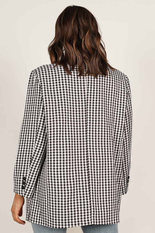 OUTERWEAR @Magnolia Gingham Double Button Blazer - Black (waiting on bulk)