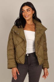 OUTERWEAR @Malin Quilted Puffer Coat - Olive