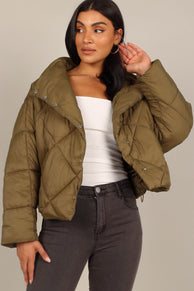 OUTERWEAR @Malin Quilted Puffer Coat - Olive