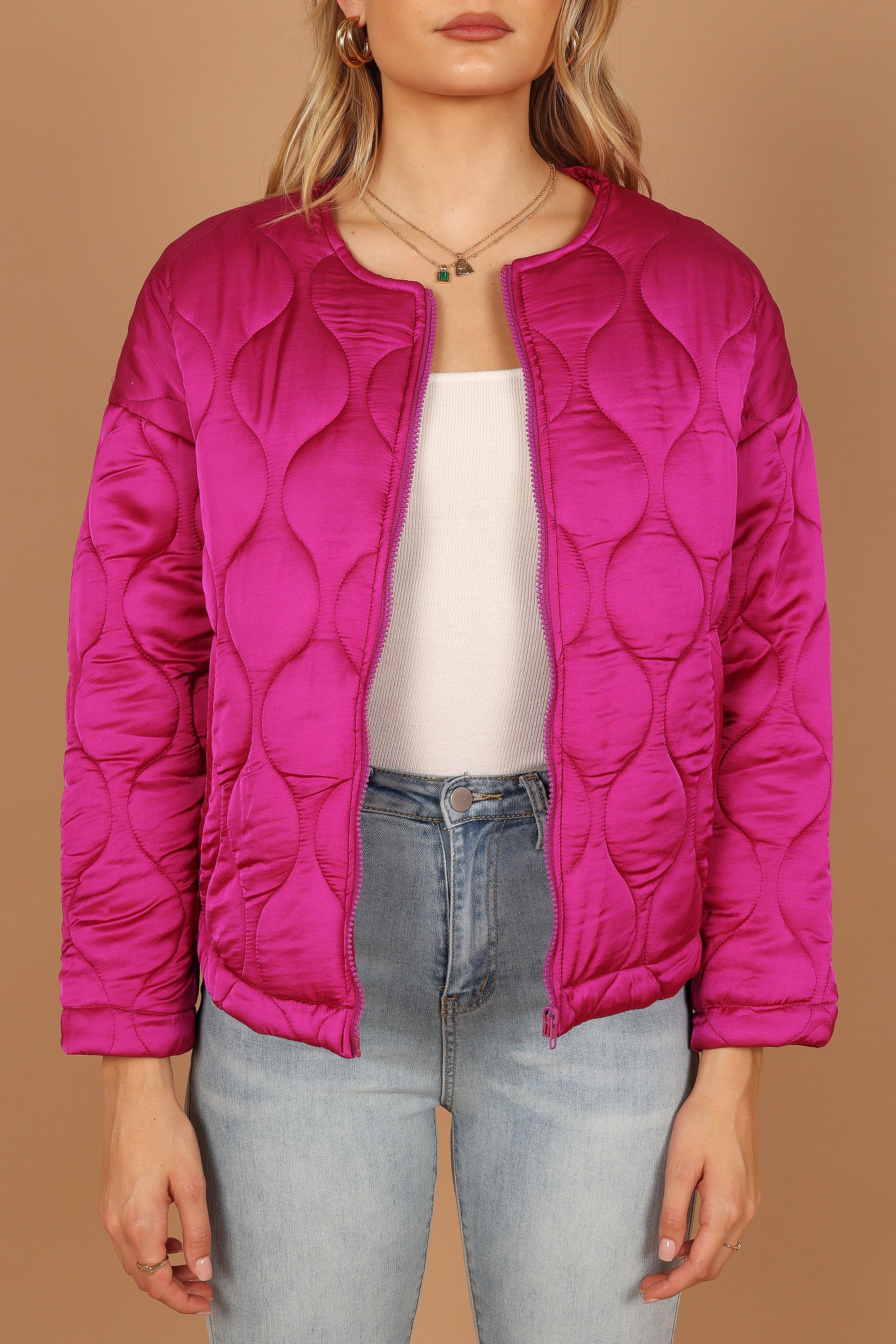 Outerwear @Millie Quilted Jacket - Berry