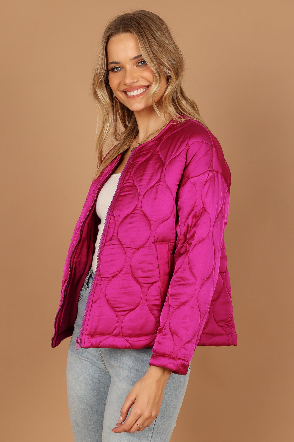 Outerwear @Millie Quilted Jacket - Berry
