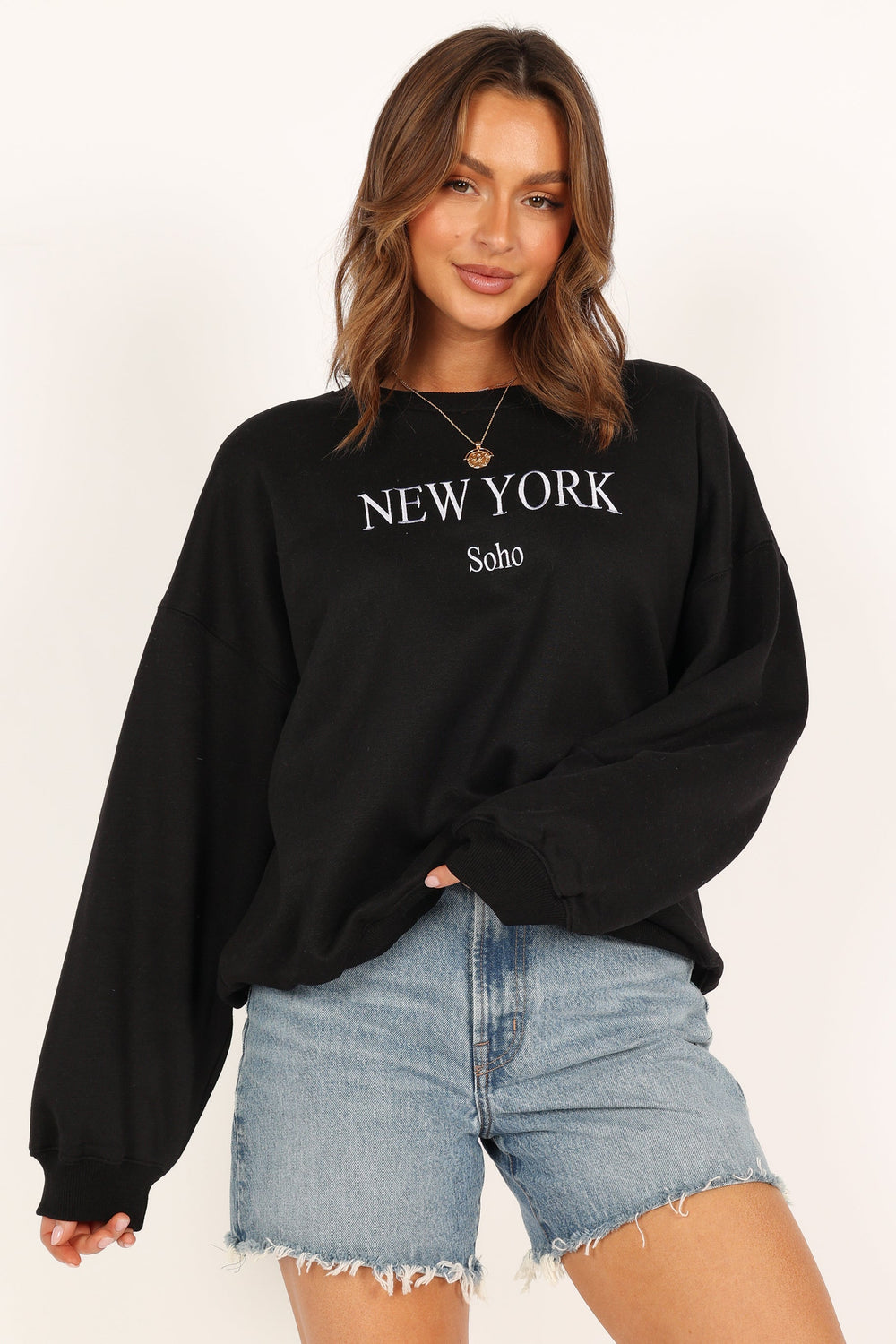 Outerwear @New York Crewneck Sweatshirt - Black