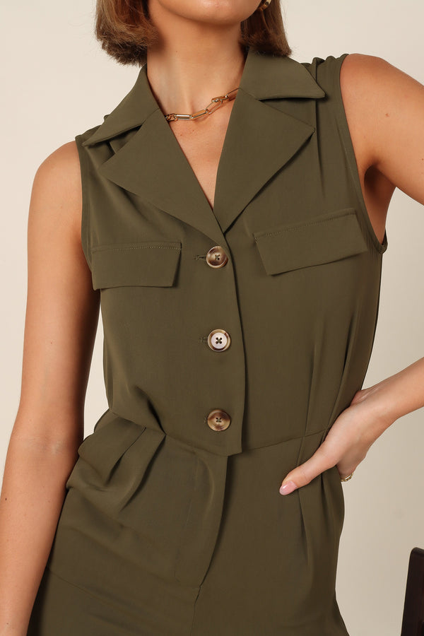 PLAYSUITS @Kayne Sleeveless Jumpsuit - Olive