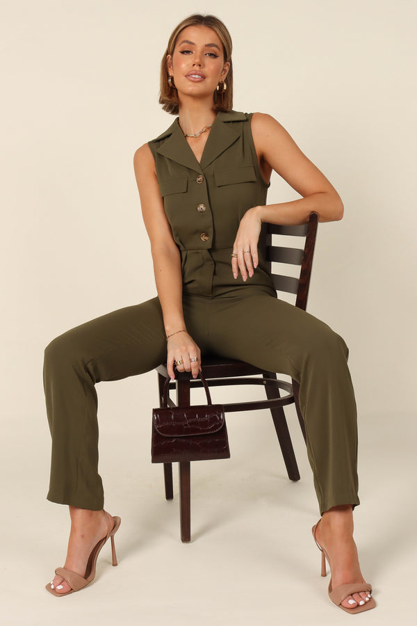 PLAYSUITS @Kayne Sleeveless Jumpsuit - Olive