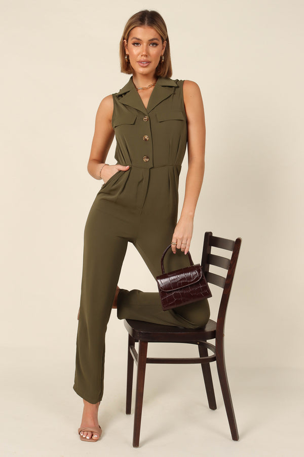 PLAYSUITS @Kayne Sleeveless Jumpsuit - Olive