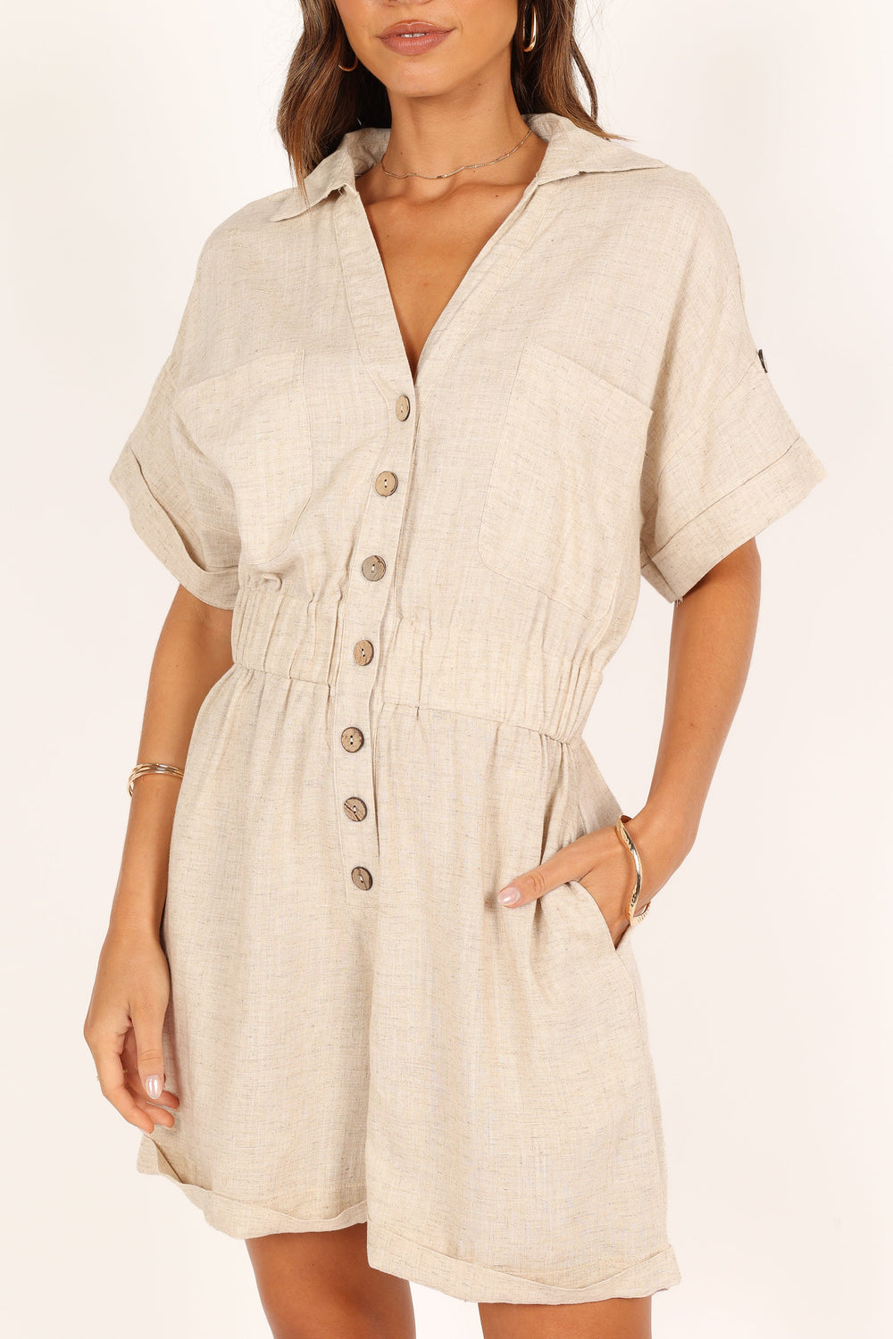 PLAYSUITS Lucy Linen Playsuit - Oatmeal