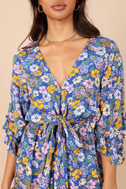 ROMPERS @Tuilly Long Sleeve Romper - Blue Floral
