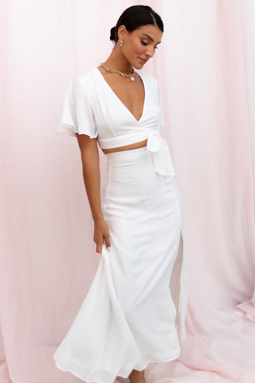 SETS Alaia Wrap Skirt Two Piece Set - White