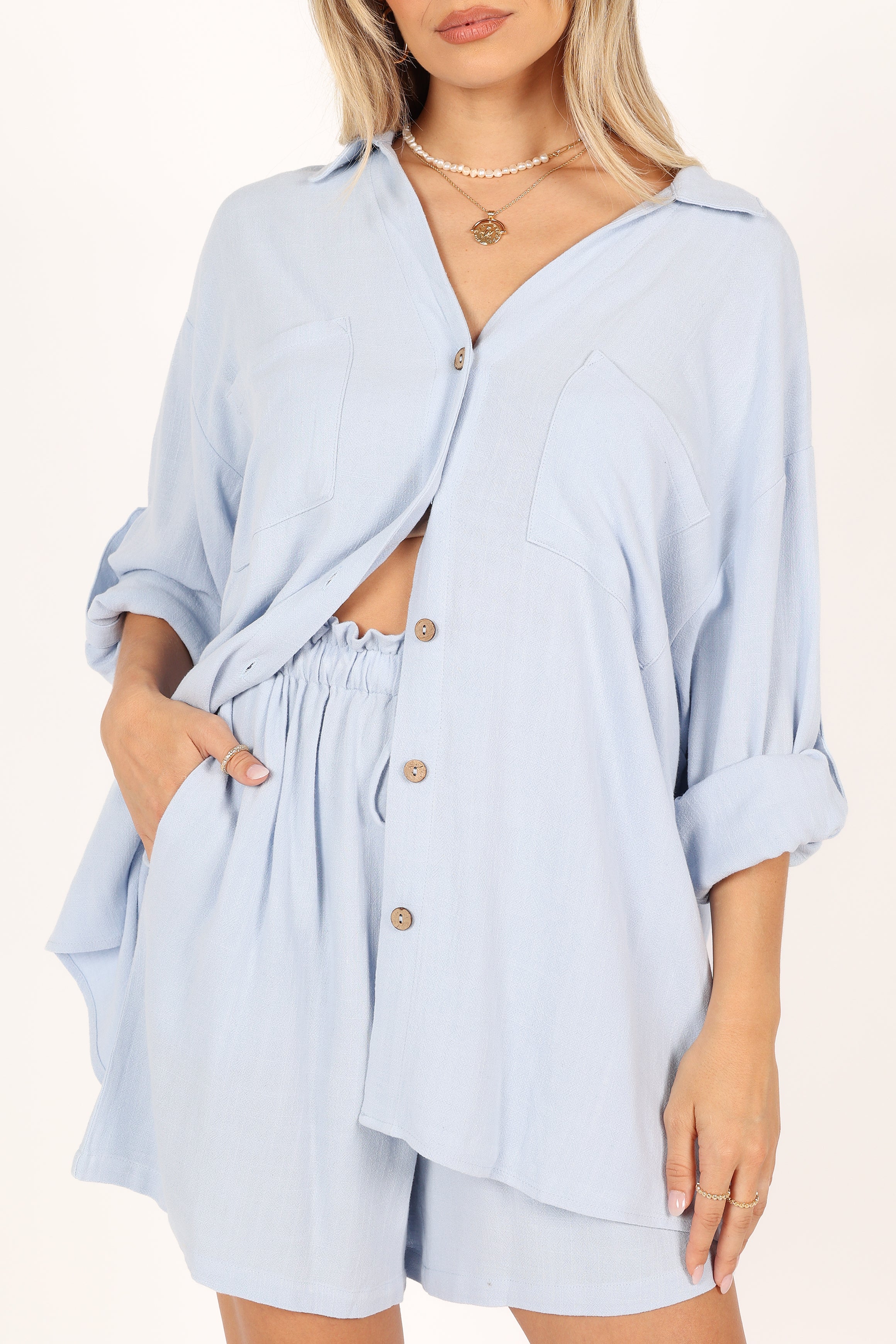 SETS @Annie Linen Set - Blue