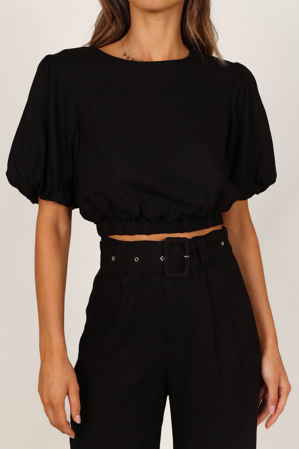 Melbourne Two Piece Set - Twill Two Piece Short Set in Black