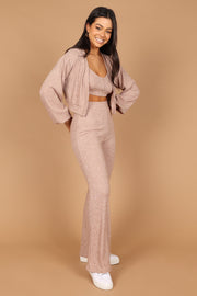 SETS @Camilla Knitted Three Piece Pant Set - Beige