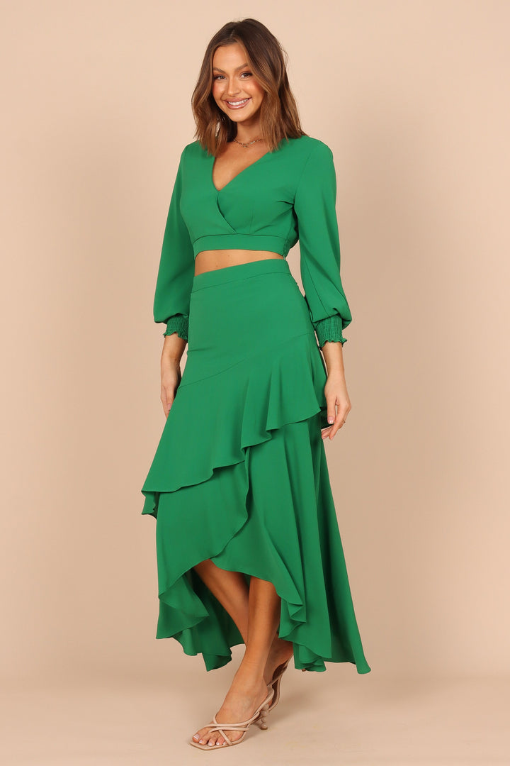 Eleanor Two Piece Skirt Set Green Petal & Pup