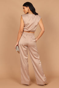 SETS @Elia Crop Top and Palazo Pant Set - Mocha