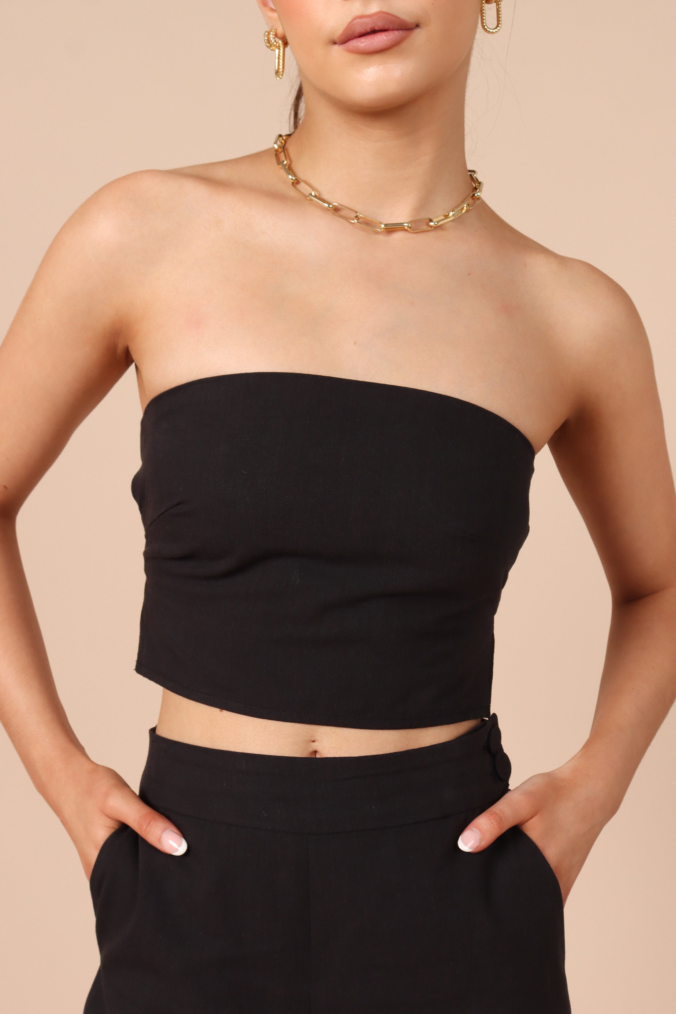 SETS @Gina Strapless Two Piece Set - Black