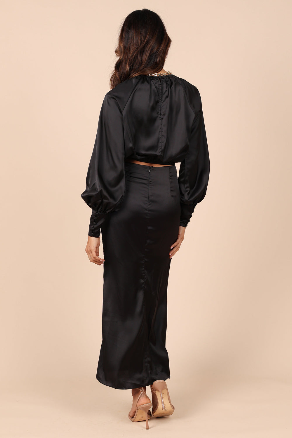 Black silk two piece 2024 set