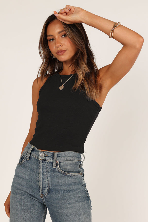 TOPS Ari Ribbed Tank Top - Black