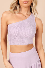 TOPS @Auguste Shirred Cropped Top - Lilac