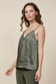 TOPS Brigid Lace Cami Top - Olive