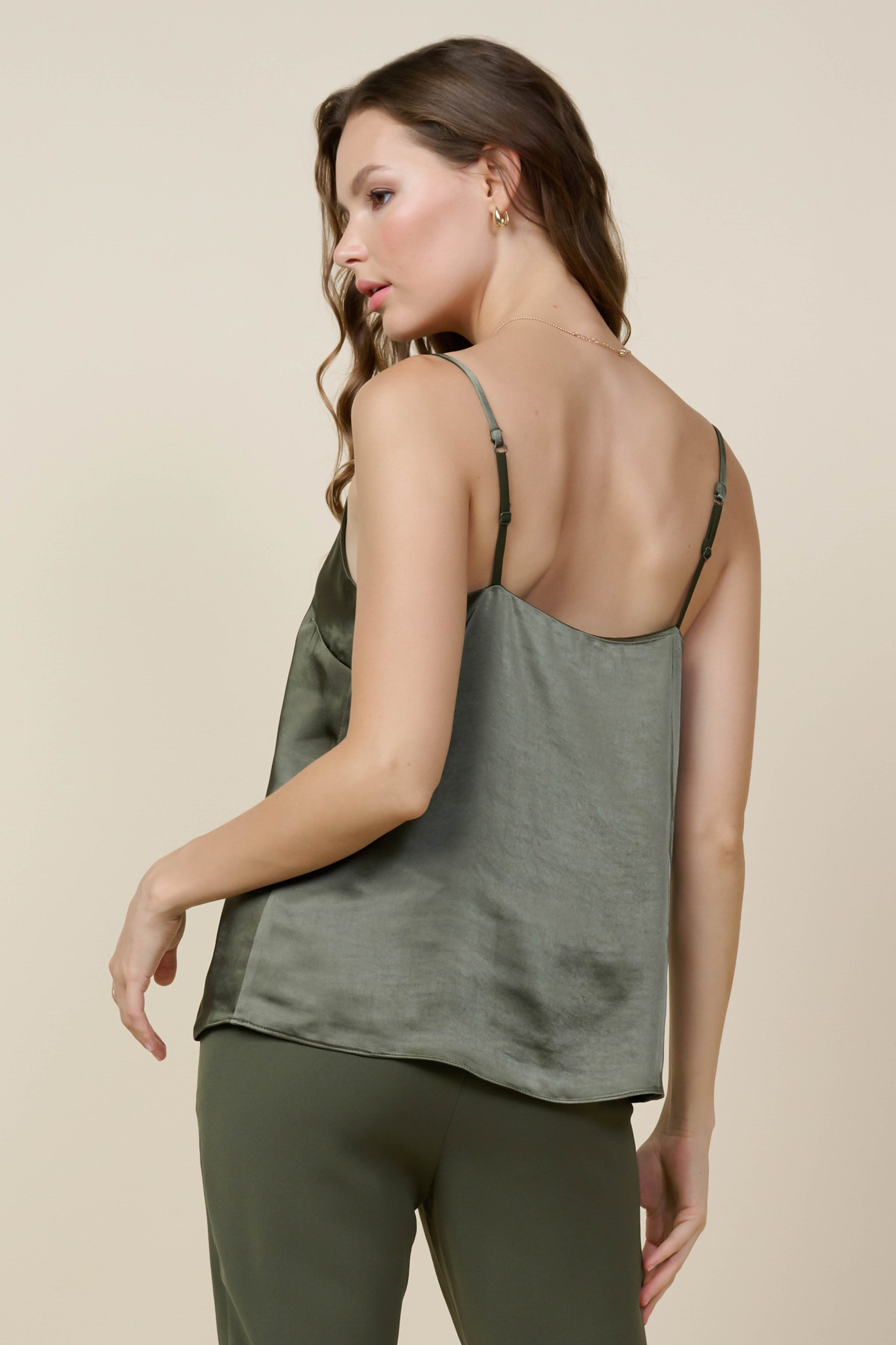 TOPS Brigid Lace Cami Top - Olive