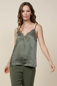 TOPS Brigid Lace Cami Top - Olive