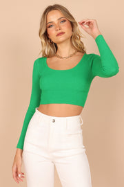 TOPS Britney Cropped Knitted Top - Green