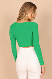 TOPS Britney Cropped Knitted Top - Green