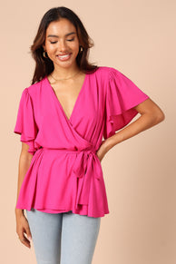 TOPS Bronte Top - Hot Pink