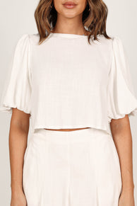 TOPS @Cleo Cropped Top - White (waiting on bulk)