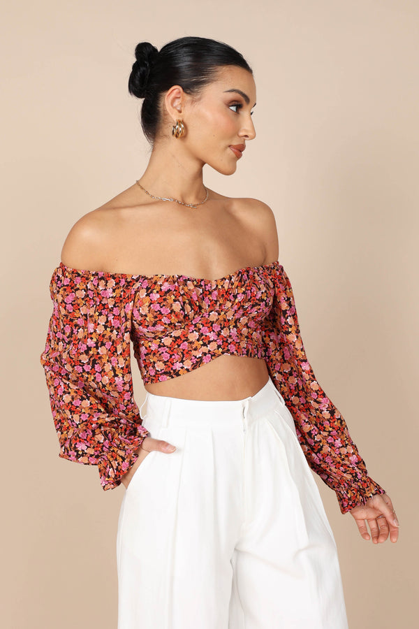 TOPS @Jillian Cropped Top - Pink Floral