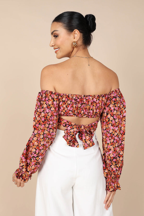 TOPS @Jillian Cropped Top - Pink Floral