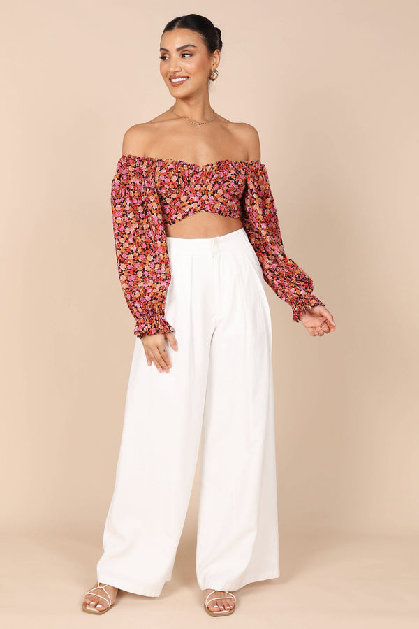 TOPS @Jillian Cropped Top - Pink Floral