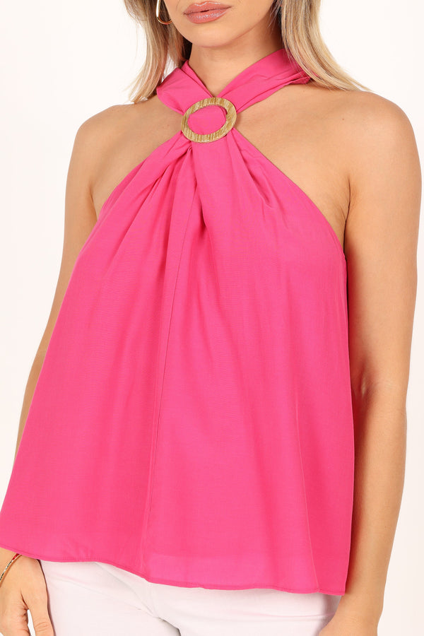 TOPS @Jilly Halter Top - Hot Pink