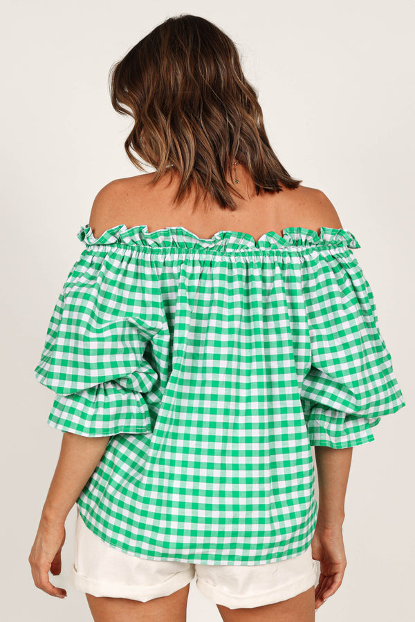 TOPS Leesa Off Shoulder Top - Green