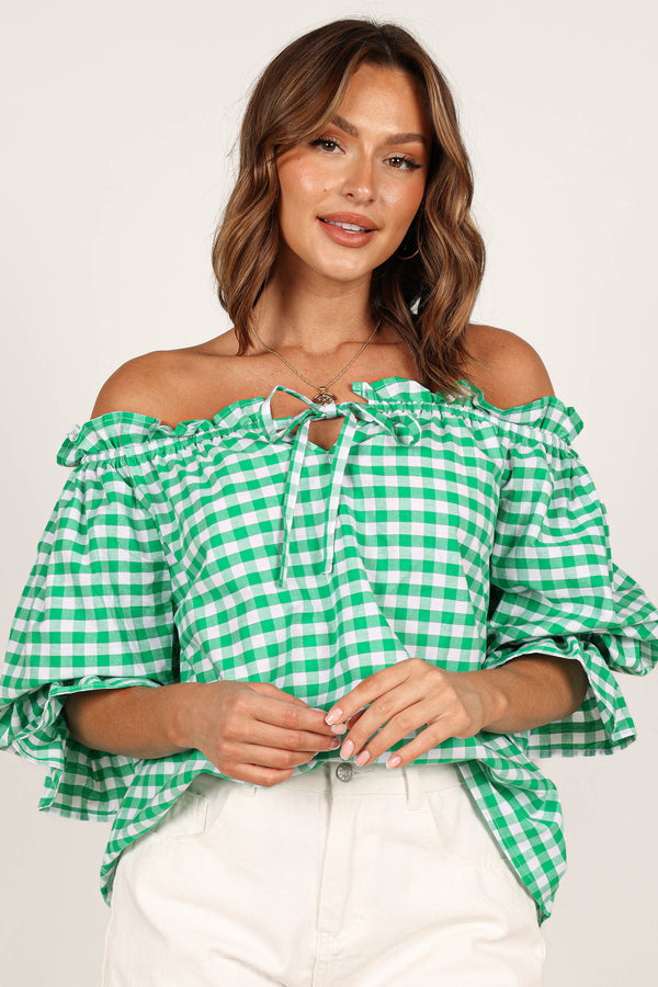 TOPS Leesa Off Shoulder Top - Green