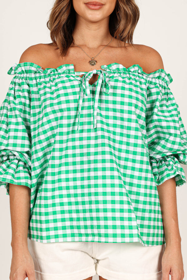 TOPS Leesa Off Shoulder Top - Green