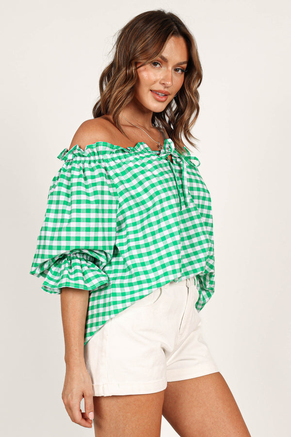 TOPS Leesa Off Shoulder Top - Green