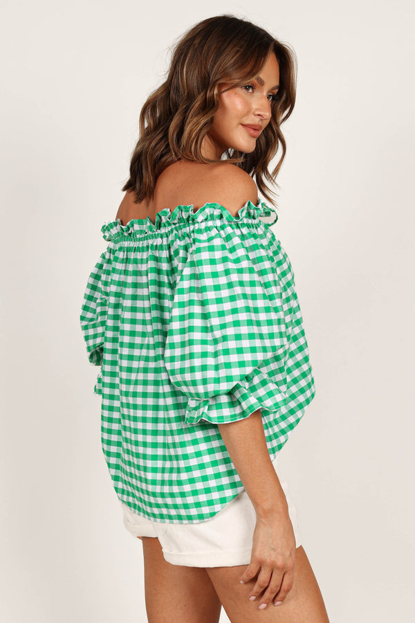 TOPS Leesa Off Shoulder Top - Green