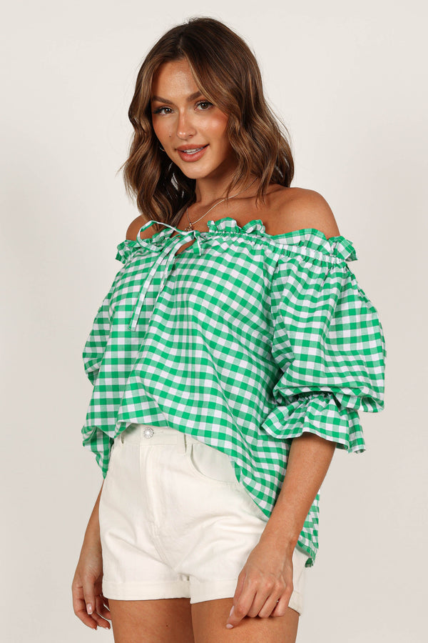 TOPS Leesa Off Shoulder Top - Green