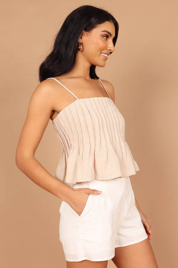 TOPS Lisa Peplum Top - Beige