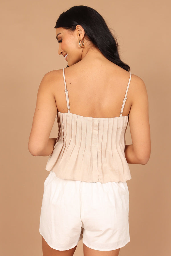 TOPS Lisa Peplum Top - Beige