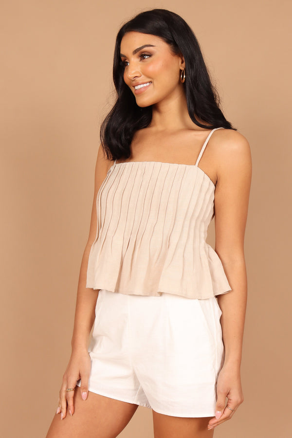 TOPS Lisa Peplum Top - Beige